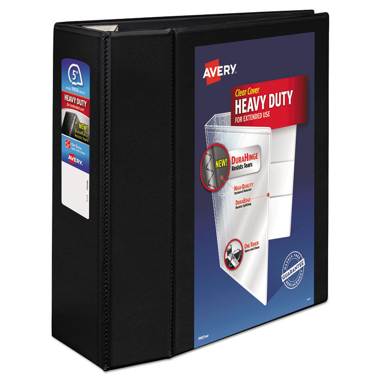 Avery - Heavy-Duty View Binder with DuraHinge and Locking One Touch EZD Rings, 3 Rings, 5" Capacity, 11 x 8.5, Black