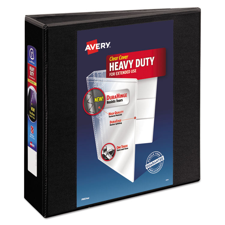 Avery - Heavy-Duty View Binder with DuraHinge and Locking One Touch EZD Rings, 3 Rings, 3" Capacity, 11 x 8.5, Black