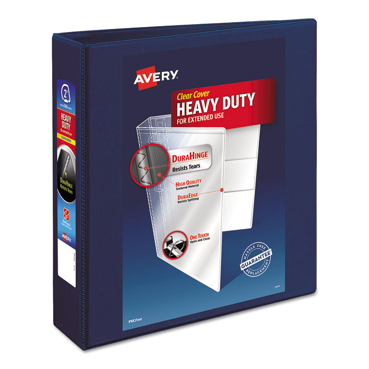 Avery - Heavy-Duty View Binder with DuraHinge and One Touch EZD Rings, 3 Rings, 2" Capacity, 11 x 8.5, Navy Blue