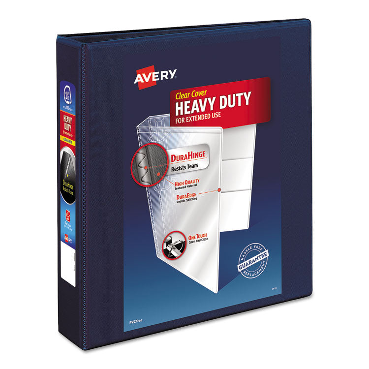 Avery - Heavy-Duty View Binder with DuraHinge and One Touch EZD Rings, 3 Rings, 1.5" Capacity, 11 x 8.5, Navy Blue