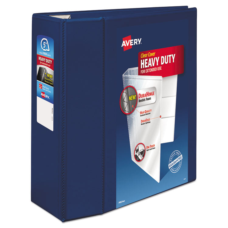 Avery - Heavy-Duty View Binder with DuraHinge and Locking One Touch EZD Rings, 3 Rings, 5" Capacity, 11 x 8.5, Navy Blue