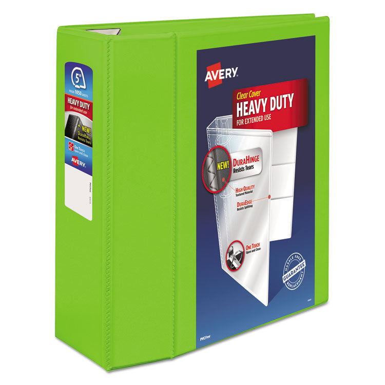 Avery - Heavy-Duty View Binder with DuraHinge and Locking One Touch EZD Rings, 3 Rings, 5" Capacity, 11 x 8.5, Chartreuse