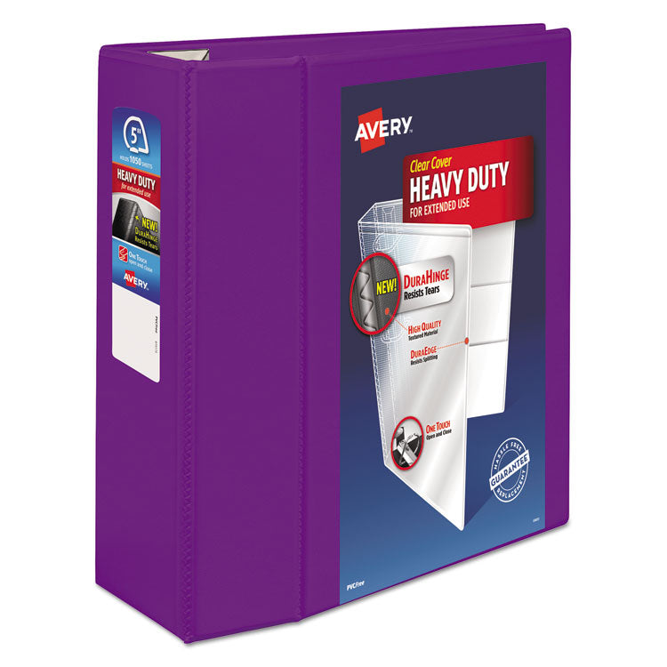 Avery - Heavy-Duty View Binder with DuraHinge and Locking One Touch EZD Rings, 3 Rings, 5" Capacity, 11 x 8.5, Purple