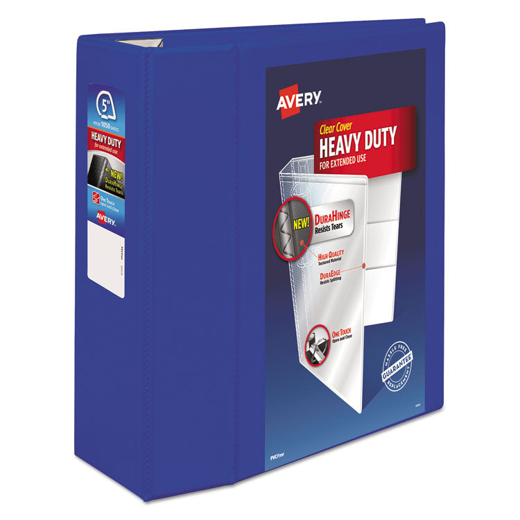 Avery - Heavy-Duty View Binder with DuraHinge and Locking One Touch EZD Rings, 3 Rings, 5" Capacity, 11 x 8.5, Pacific Blue