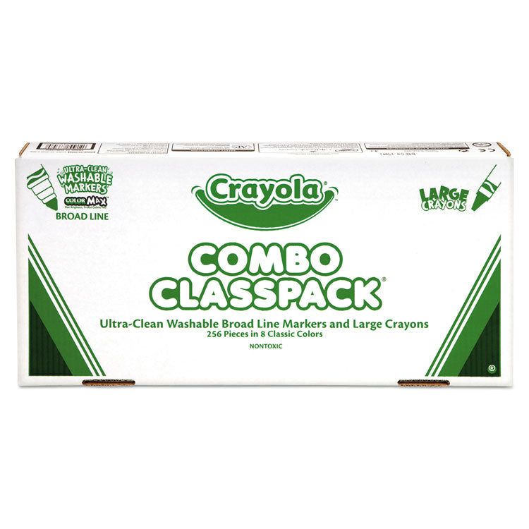 Crayola - Crayon and Ultra-Clean Washable Marker Classpack, 8 Colors, 128 Each Crayons/Markers, 256/Box