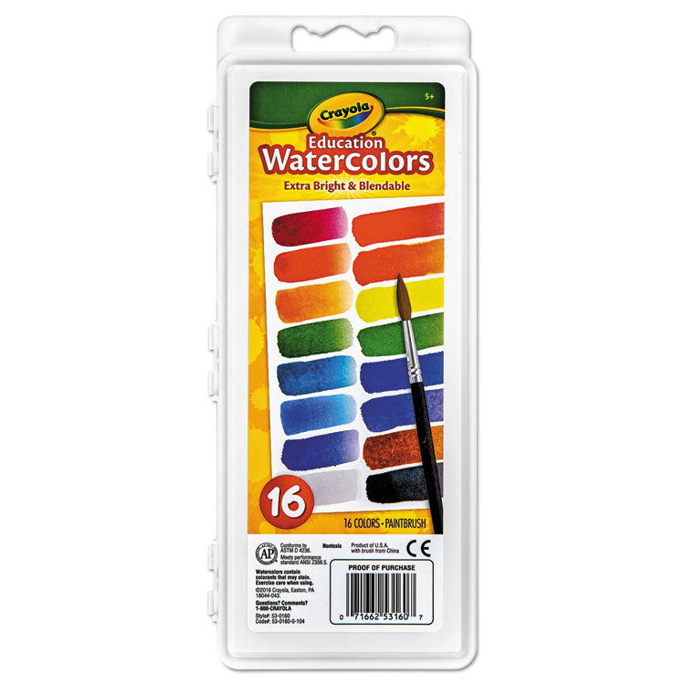 Crayola - Watercolors, 16 Assorted Colors, Palette Tray