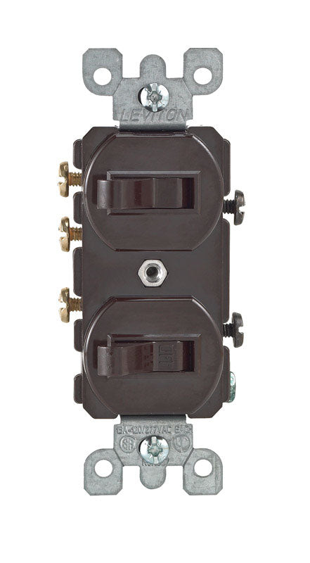 COOPER WIRING - Leviton 15 amps Single Pole or 3-way Rocker Duplex Combination Switch Brown 1 pk