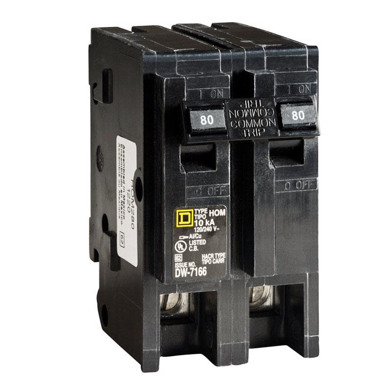 SQUARE D - Square D HomeLine 80 amps Plug In 2-Pole Circuit Breaker