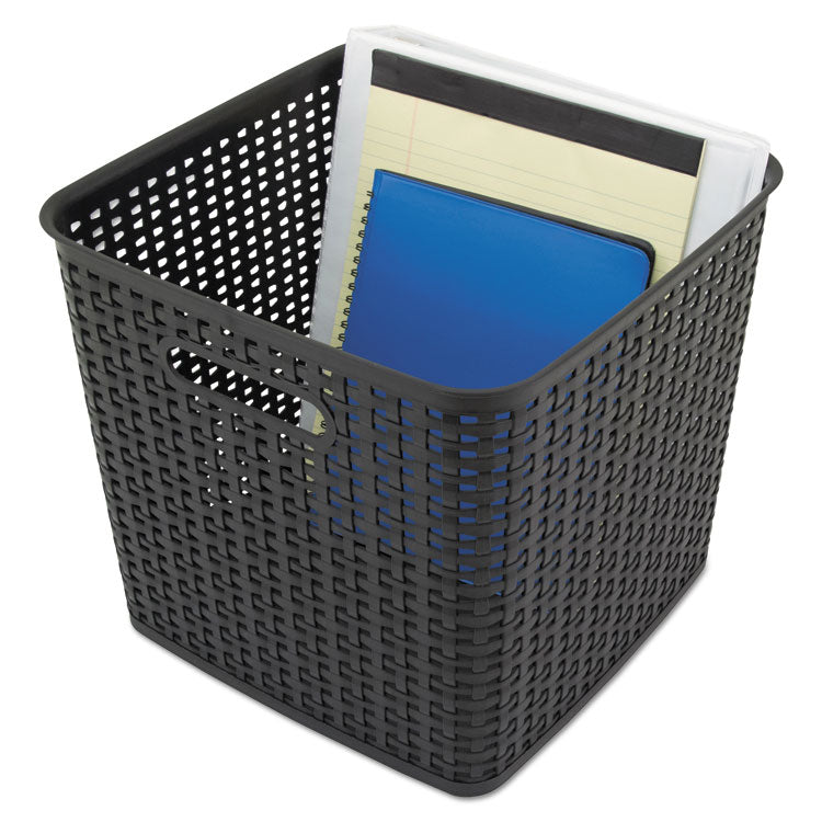 Advantus - Plastic Weave Bin, Extra Large, 12.5" x 12.5" x 11.13", Black, 2/Pack