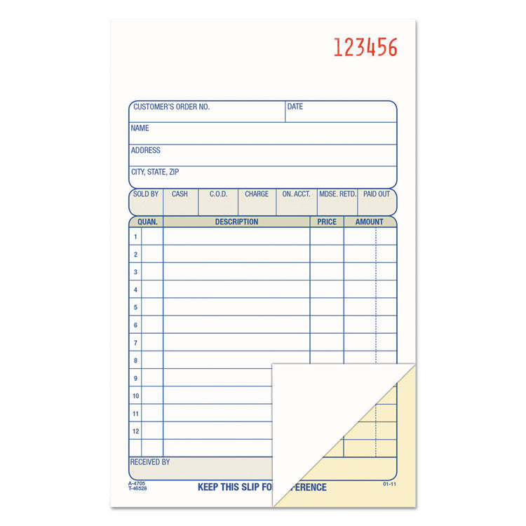 Adams - 2-Part Sales Book, 12 Lines, Two-Part Carbon, 6.69 x 4.19, 50 Forms Total