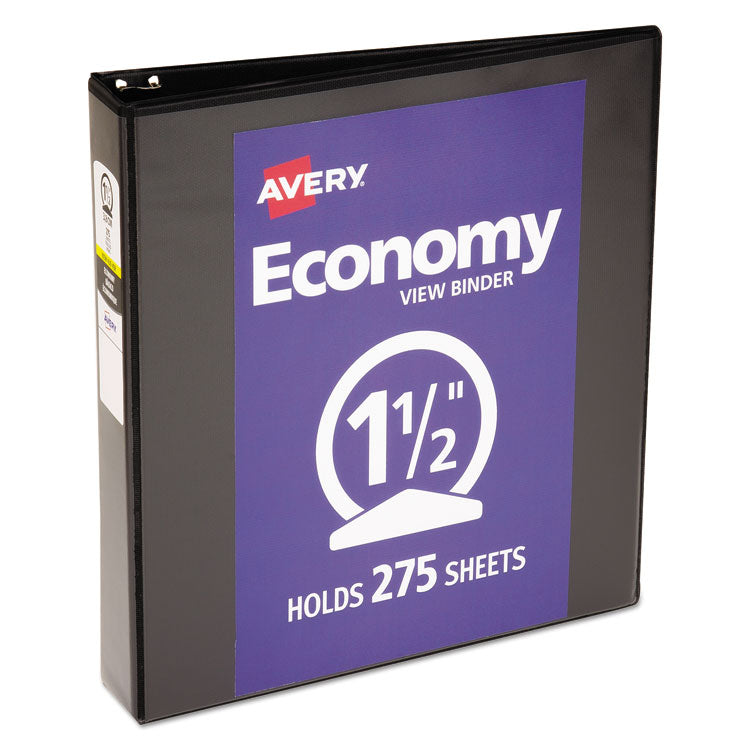 Avery - Economy View Binder with Round Rings , 3 Rings, 1.5" Capacity, 11 x 8.5, Black, (5725)