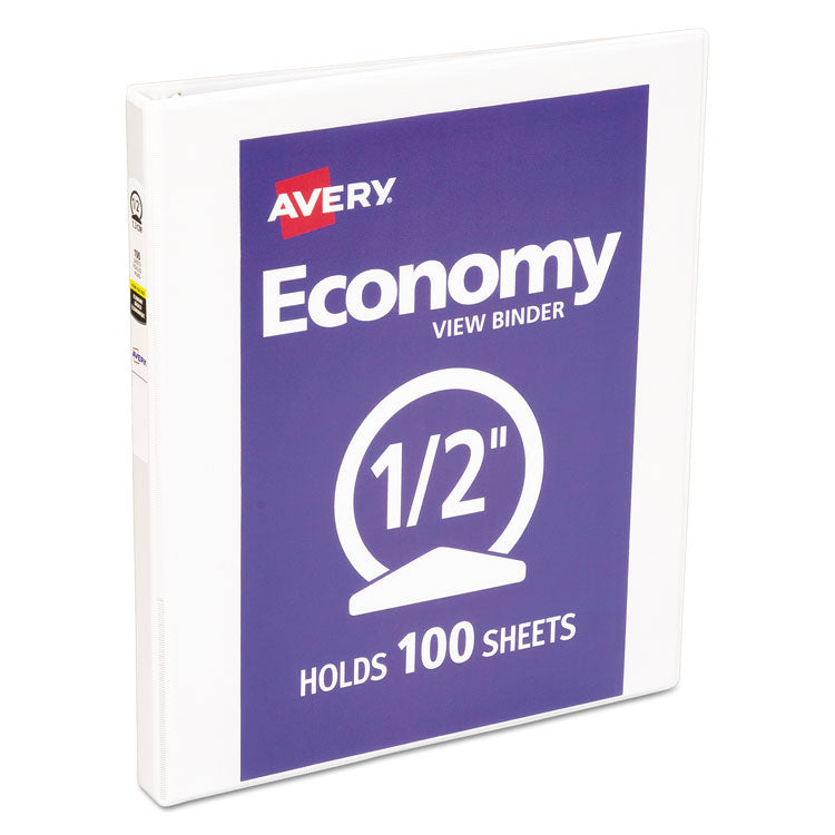 Avery - Economy View Binder with Round Rings , 3 Rings, 0.5" Capacity, 11 x 8.5, White, (5706)