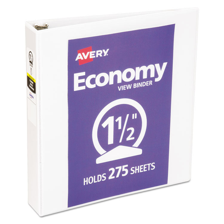 Avery - Economy View Binder with Round Rings , 3 Rings, 1.5" Capacity, 11 x 8.5, White, (5726)