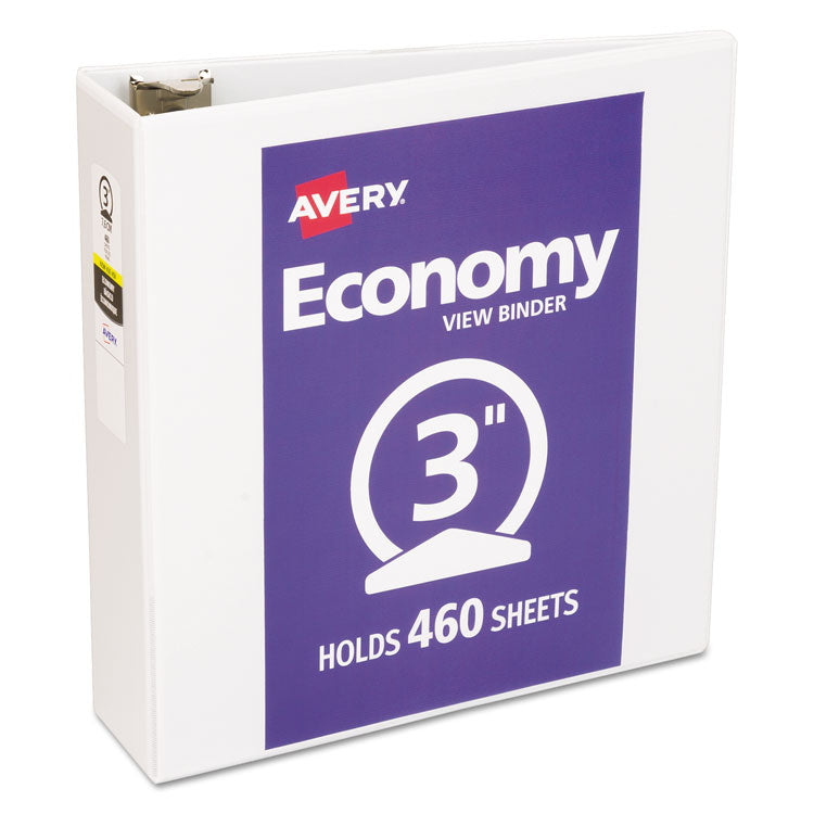 Avery - Economy View Binder with Round Rings , 3 Rings, 3" Capacity, 11 x 8.5, White, (5741)