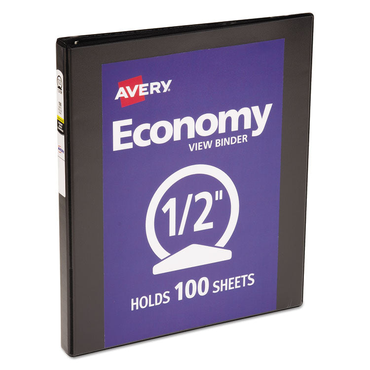 Avery - Economy View Binder with Round Rings , 3 Rings, 0.5" Capacity, 11 x 8.5, Black, (5705)