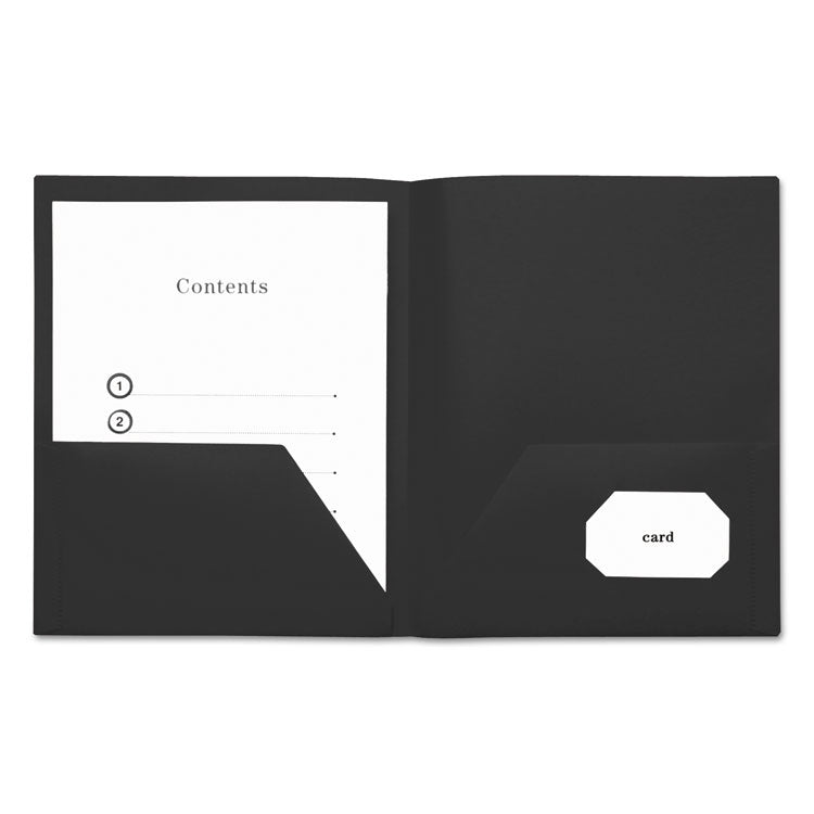 Universal - Two-Pocket Plastic Folders, 100-Sheet Capacity, 11 x 8.5, Black, 10/Pack