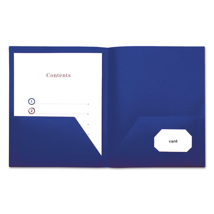 Universal - Two-Pocket Plastic Folders, 100-Sheet Capacity, 11 x 8.5, Navy Blue, 10/Pack