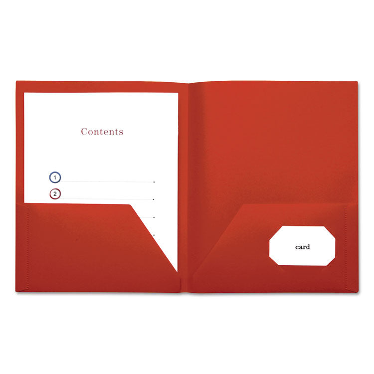 Universal - Two-Pocket Plastic Folders, 100-Sheet Capacity, 11 x 8.5, Red, 10/Pack