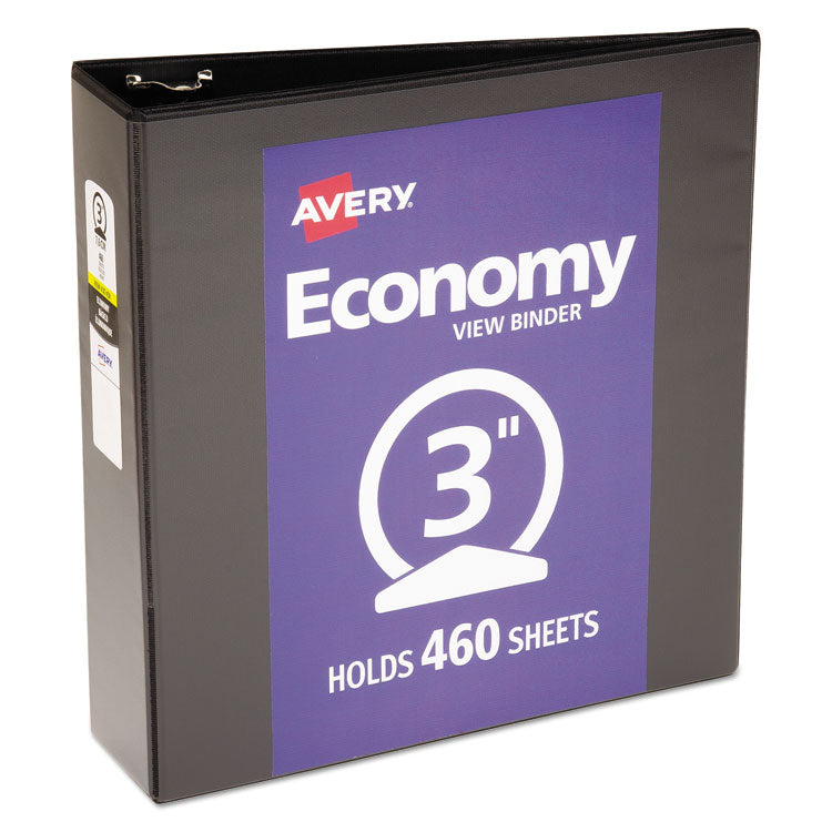 Avery - Economy View Binder with Round Rings , 3 Rings, 3" Capacity, 11 x 8.5, Black, (5740)