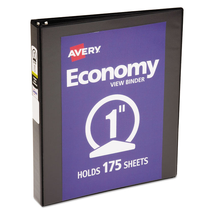 Avery - Economy View Binder with Round Rings , 3 Rings, 1" Capacity, 11 x 8.5, Black, (5710)