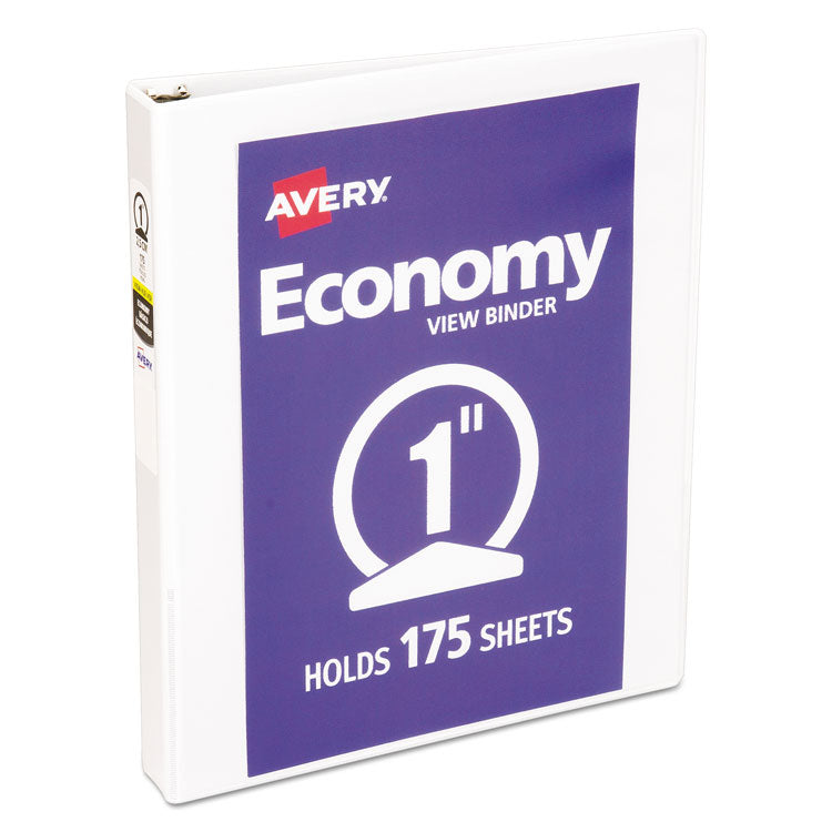 Avery - Economy View Binder with Round Rings , 3 Rings, 1" Capacity, 11 x 8.5, White, (5711)