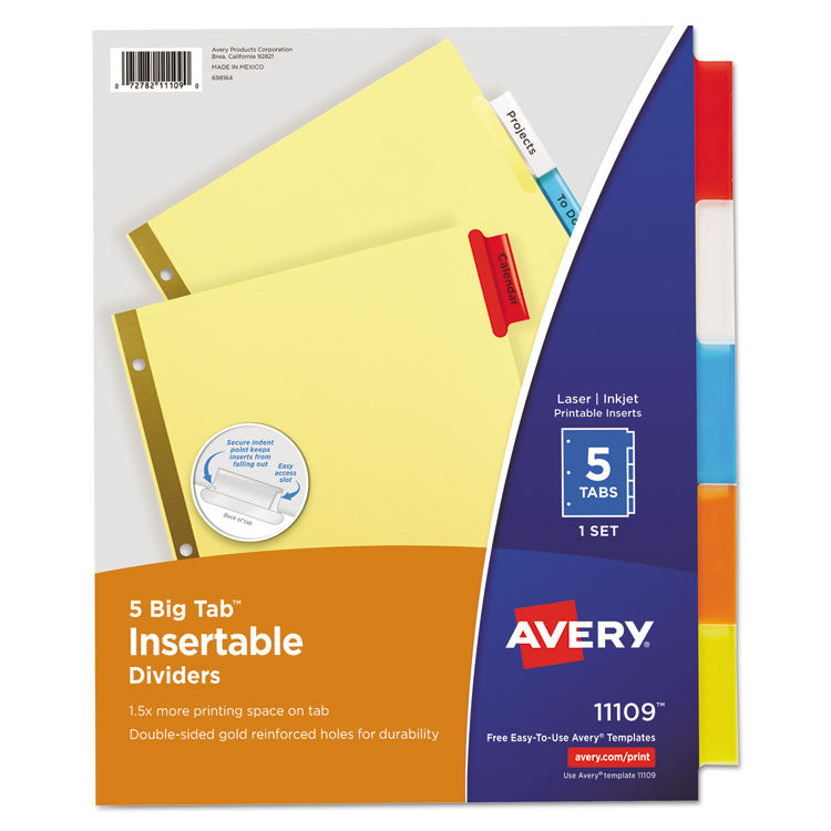 Avery - Insertable Big Tab Dividers, 5-Tab, Letter (7718943)