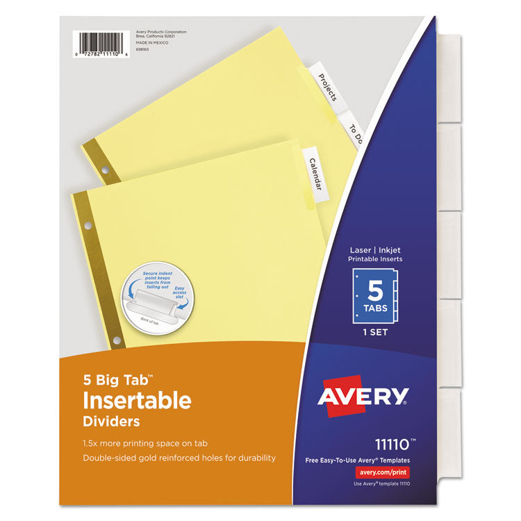 Avery - Insertable Big Tab Dividers, 5-Tab, Letter (7718950)