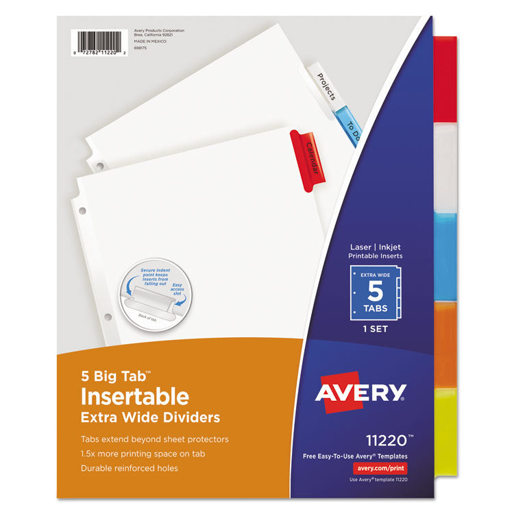 Avery - Insertable Big Tab Dividers, 5-Tab, 11 1/8 x 9 1/4 (6387237)