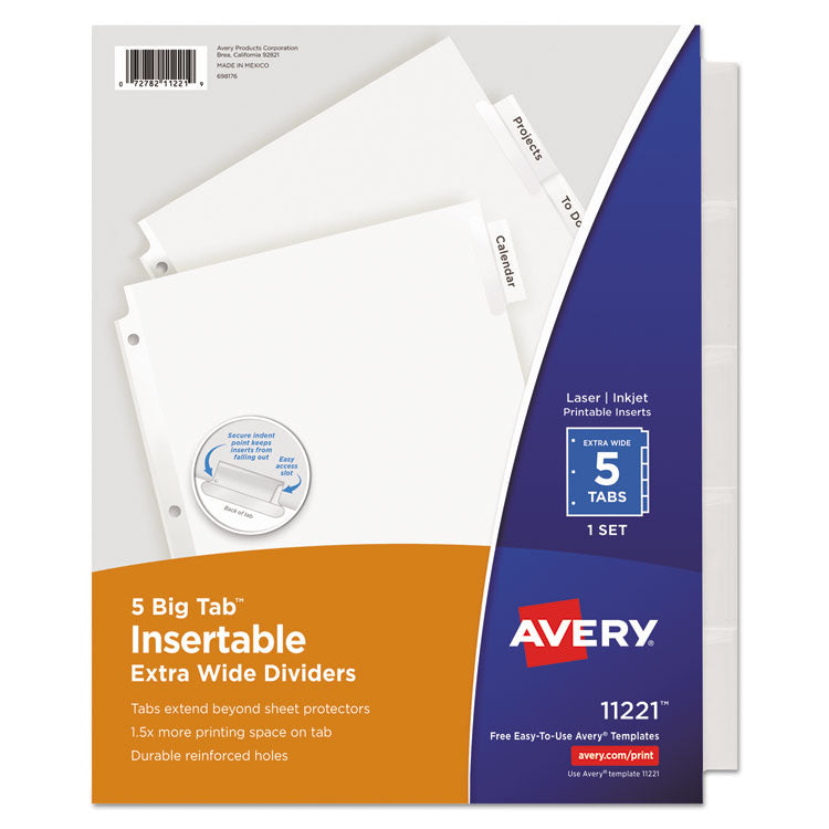 Avery - Insertable Big Tab Dividers, 5-Tab, 11 1/8 x 9 1/4 (6387195)