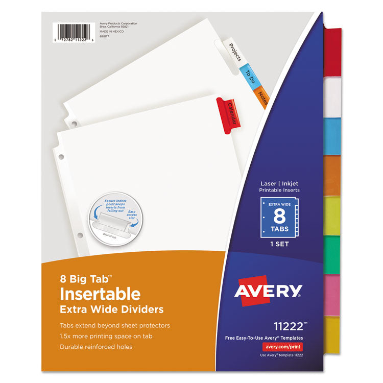 Avery - Insertable Big Tab Dividers, 8-Tab, 11 1/8 x 9 1/4 (6387179)