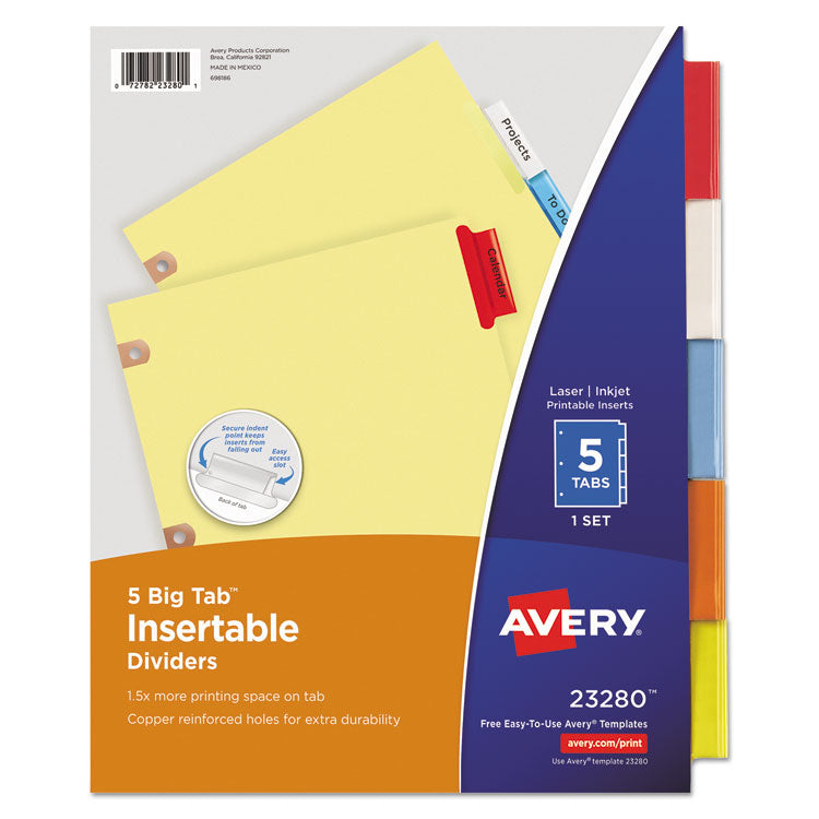 Avery - Insertable Big Tab Dividers, 5-Tab, Letter (7720030)