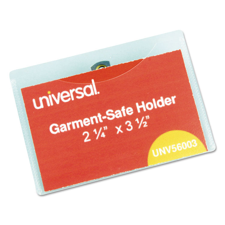 Universal - Clear Badge Holders w/Garment-Safe Clips, 2 1/4 x 3 1/2, White Inserts, 50/Box