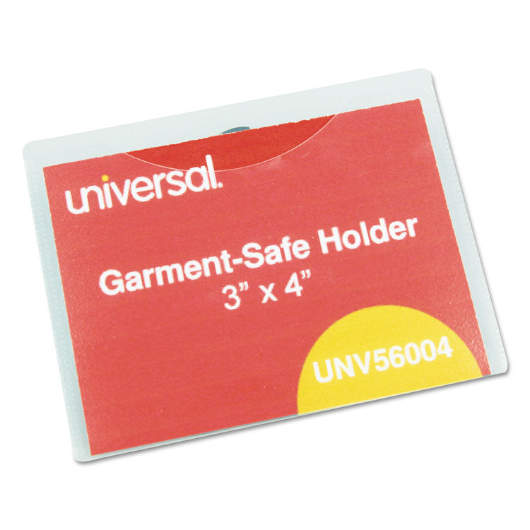 Universal - Clear Badge Holders w/Garment-Safe Clips, 3 x 4, White Inserts, 50/Box