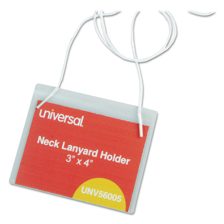 Universal - Clear Badge Holders w/Neck Lanyards, 3 x 4, White Inserts, 100/Box