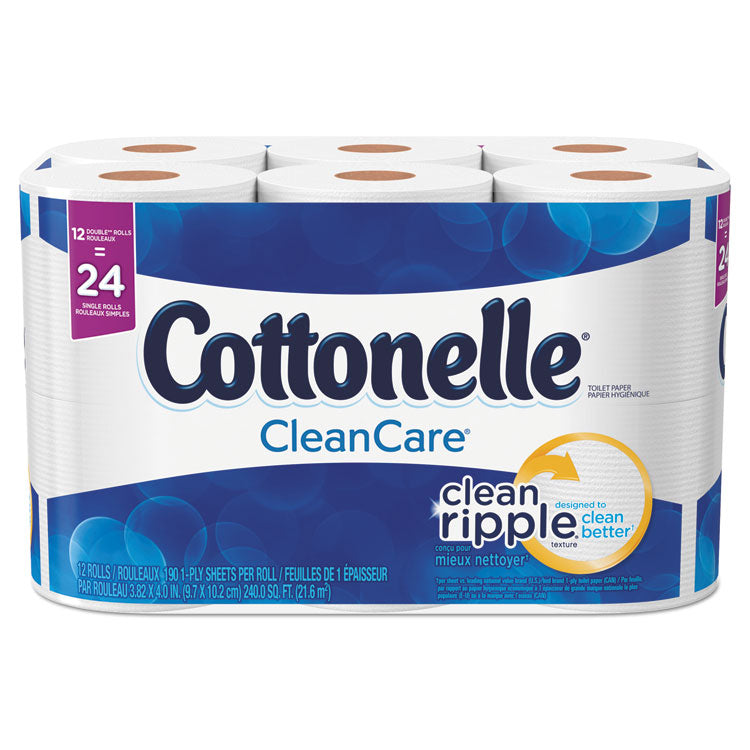 Cottonelle - Clean Care Bathroom Tissue, Septic Safe, 1-Ply, White, 170 Sheets/Roll, 48 Rolls/Carton