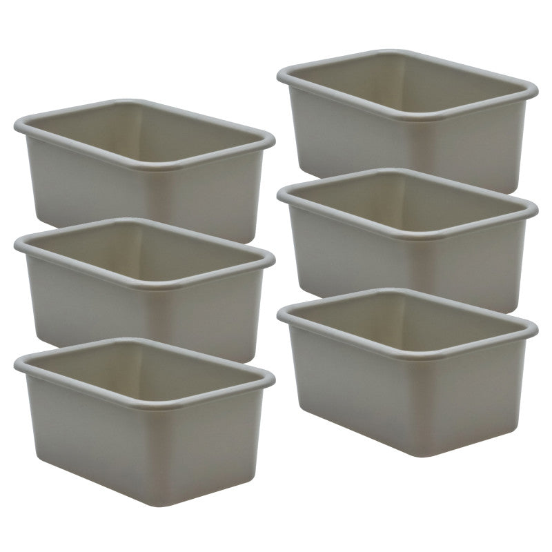 TEACHER CREATED RESOURCES - Gray Small Plastic Storage Bin, Pack of 6