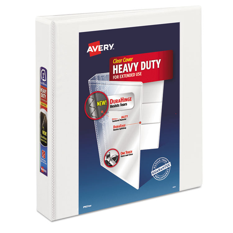 Avery - Heavy-Duty View Binder with DuraHinge and One Touch EZD Rings, 3 Rings, 1.5" Capacity, 11 x 8.5, White