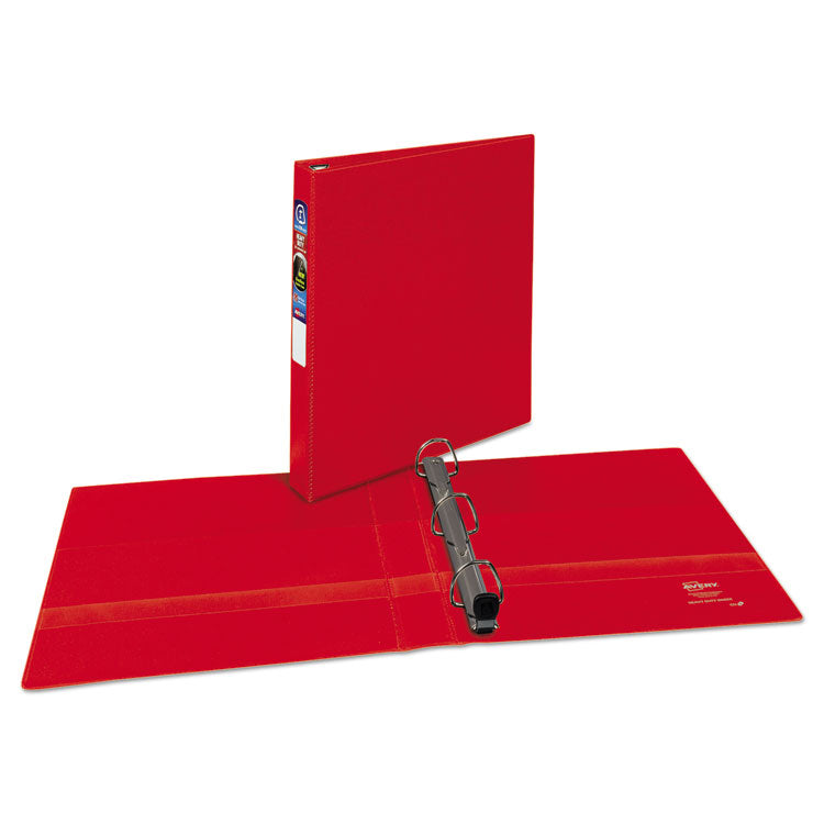 Avery - Heavy-Duty Non-View Binder with DuraHinge and One Touch EZD Rings, 3 Rings, 1" Capacity, 11 x 8.5, Red