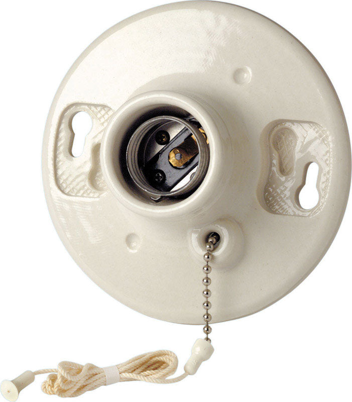 LEVITON - Leviton Porcelain Incandescent Medium Base Ceiling Keyless Lampholder With Chain 1 pk
