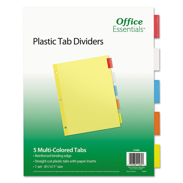 Office Essentials - Plastic Insertable Dividers, 5-Tab, Letter (5236392)