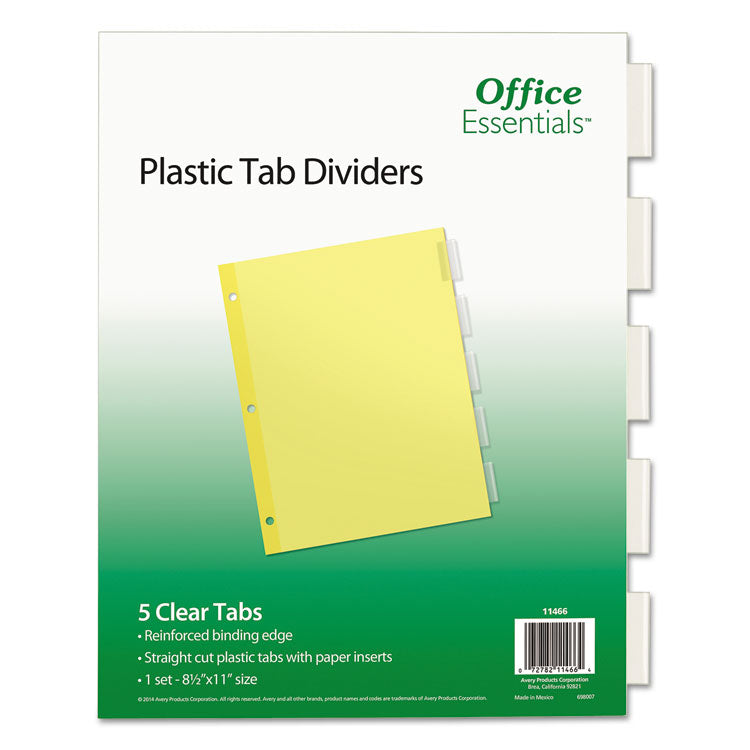 Office Essentials - Plastic Insertable Dividers, 5-Tab, Letter (4799375)