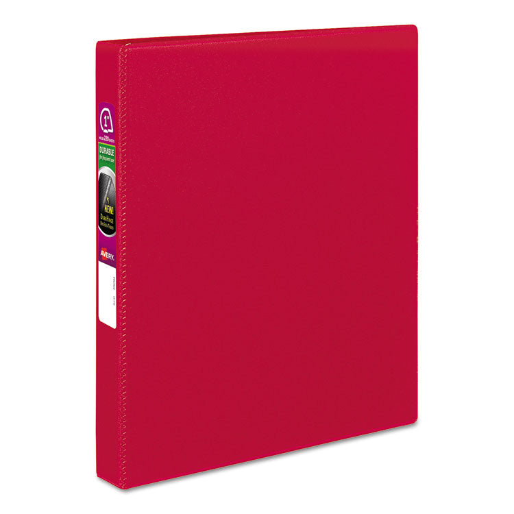 Avery - Durable Non-View Binder with DuraHinge and Slant Rings, 3 Rings, 1" Capacity, 11 x 8.5, Red