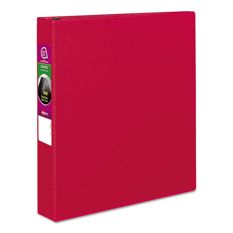 Avery - Durable Non-View Binder with DuraHinge and Slant Rings, 3 Rings, 1.5" Capacity, 11 x 8.5, Red