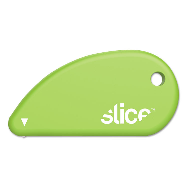 slice - Safety Cutters, Fixed, Non Replaceable Micro Safety Blade, 0.1" Ceramic Blade, 2.4" Plastic Handle, Green
