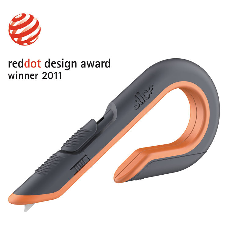 slice - Box Cutters, Double Sided, Replaceable, 1.29" Carbon Steel Blade, 7" Nylon Handle, Gray/Orange