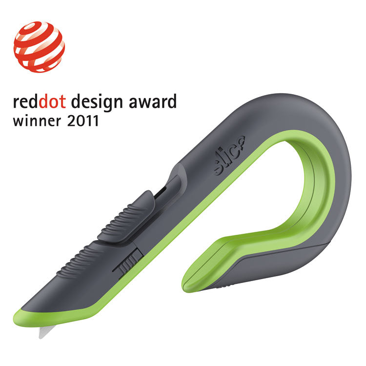 slice - Box Cutters, Double Sided, Replaceable, 1.29" Stainless Steel Blade, 7" Nylon Handle, Gray/Green