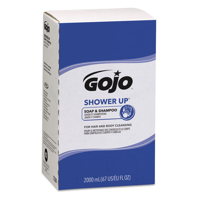 GOJO - SHOWER UP Soap and Shampoo, Pleasant Scent, 2,000 mL Refill, 4/Carton