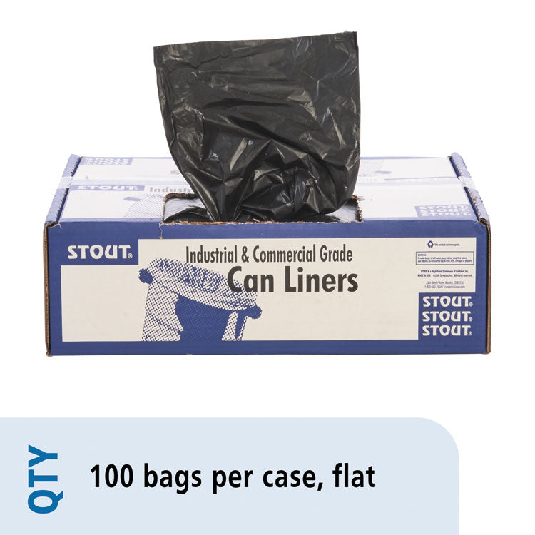 Stout by Envision - Total Recycled Content Plastic Trash Bags, 60 gal, 1.5 mil, 36" x 58", Brown/Black, 100/Carton