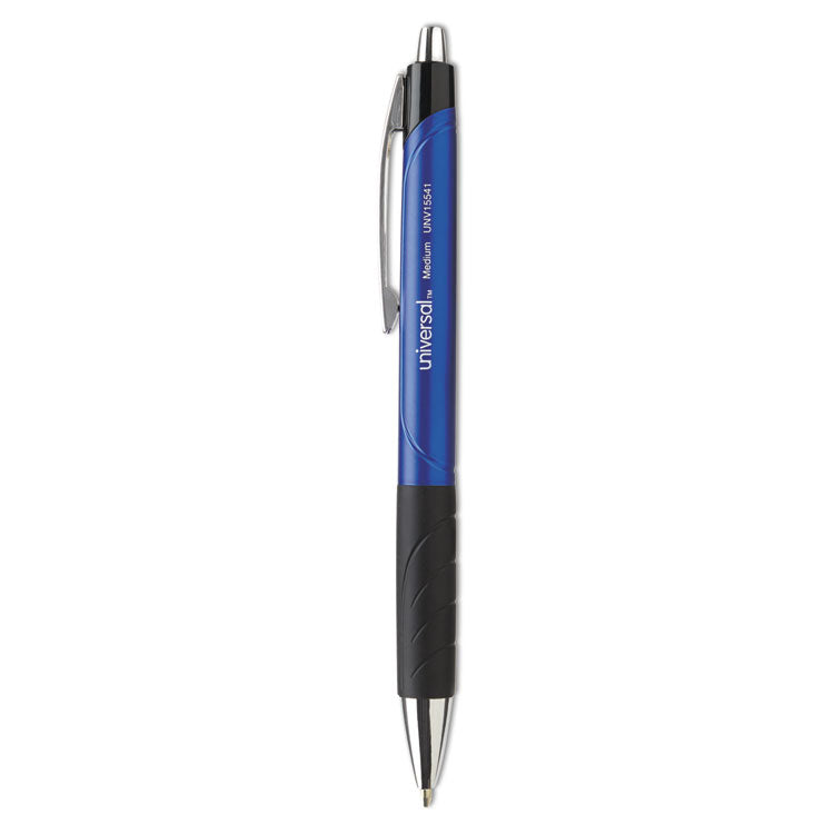 Universal - Comfort Grip Ballpoint Pen, Retractable, Medium 1 mm, Blue Ink, Blue Barrel, Dozen