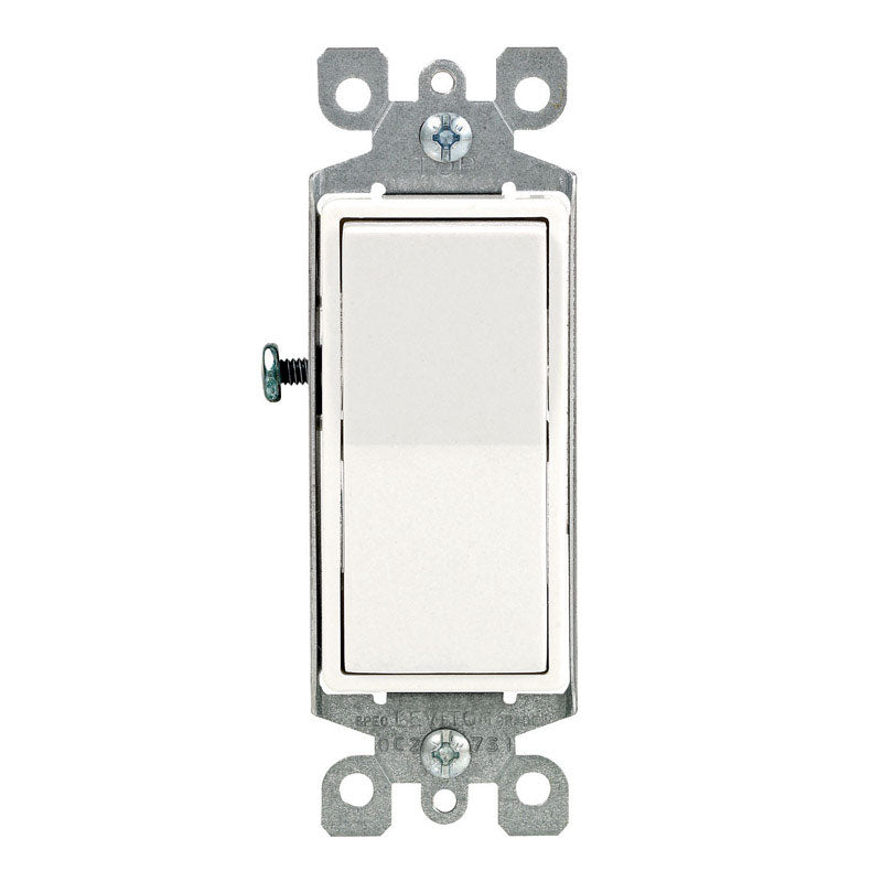 DECORA - Leviton Decora 15 amps Single Pole Rocker Illuminated Switch White 1 pk